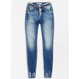 KanCan High Rise Medium Destructed Hem Skinny Jean